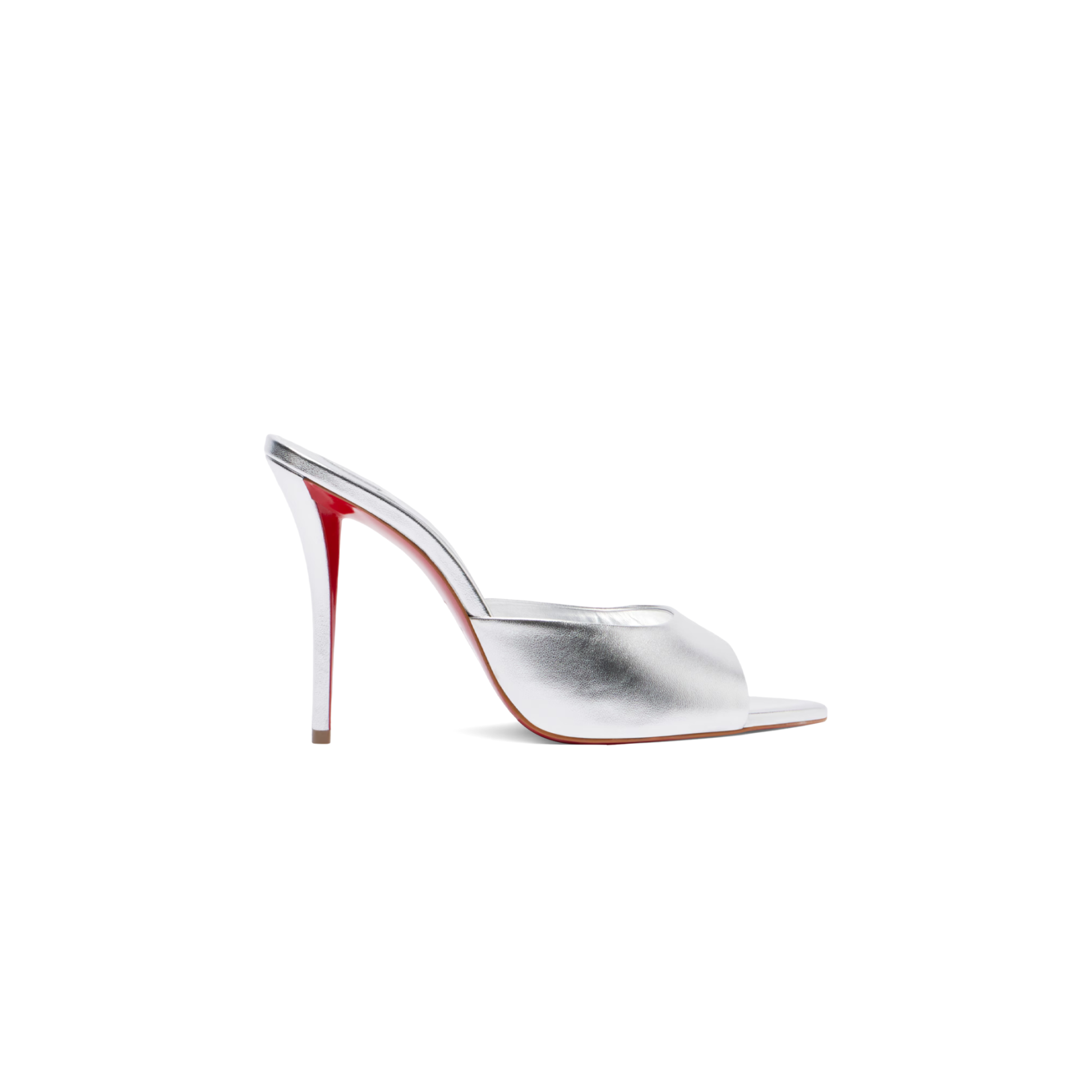 Chr1st1an louboutin metallic silver lambskin stiletto mules